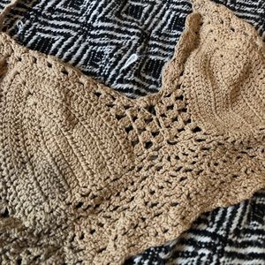 Tan Crochet Bra/Swim Top